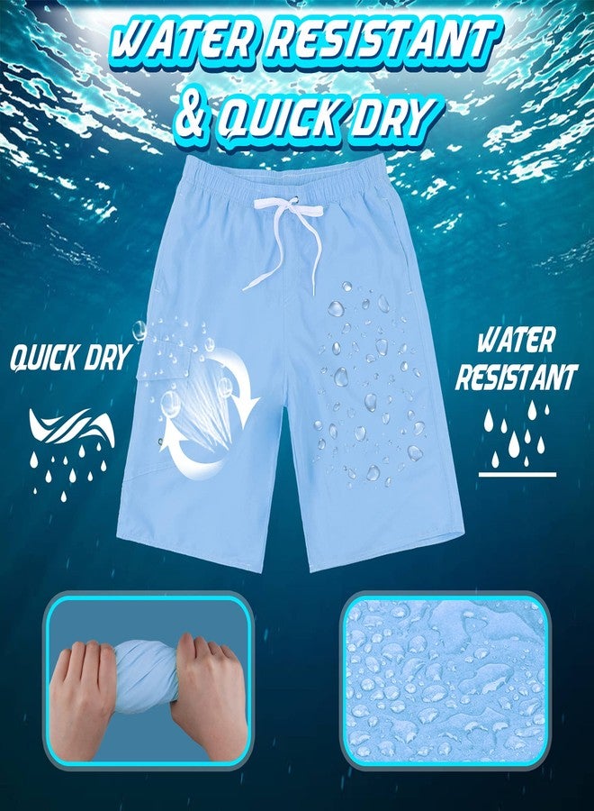 Srnede Mens Swimming Trunks Swim Trunks Quick Dry 11 Inch Swim Shorts with Mesh Lining Funny Swimwear Bathing Suits Light Blue - Image 4